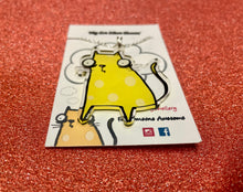 Load image into Gallery viewer, Cheese Cat Eco Acrylic Pendant Necklace on Silver Plated Chain