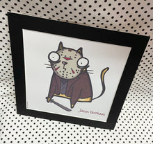 Load image into Gallery viewer, ‘Jason Furrhees’ Horror Cheese Cat Art Print Square