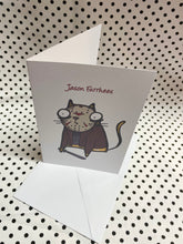 Load image into Gallery viewer, ‘Jason Furrhees’ Horror Cheese Cat Greeting Card