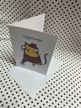 Load image into Gallery viewer, ‘Kitty Krueger’ Horror Cheese Cat Greeting Card