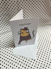 Load image into Gallery viewer, ‘Kitty Krueger’ Horror Cheese Cat Greeting Card