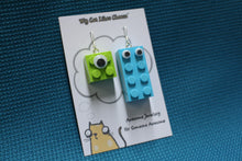 Load image into Gallery viewer, LEGO Brick ’Googly Eyes' Monster Character Earrings - Mike and Sully