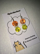 Load image into Gallery viewer, Round Orange, Clear and Yellow Crackled Glass Bead Dangle Necklace and Earring set