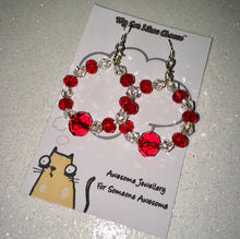 Load image into Gallery viewer, Red Crystal Glass and Clear Bicone Crystal Glass Drop Wreath Earrings
