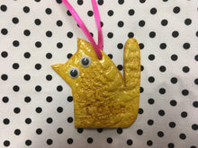 Load image into Gallery viewer, Love Cats Clay Hanging Ornament Yellow
