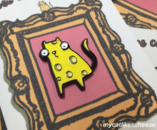 Load image into Gallery viewer, ‘Cheese Cat’ Enamel Pin Badge