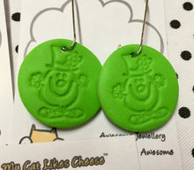 Load image into Gallery viewer, Clay Mr Men Character Vintage Stamp Earrings - Mr Funny
