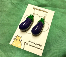 Load image into Gallery viewer, Aubergine Earrings on silver plated hooks

