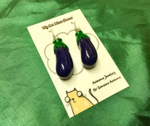 Load image into Gallery viewer, Aubergine Earrings on silver plated hooks
