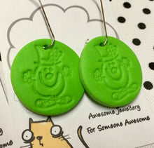 Load image into Gallery viewer, Clay Mr Men Character Vintage Stamp Earrings - Mr Funny
