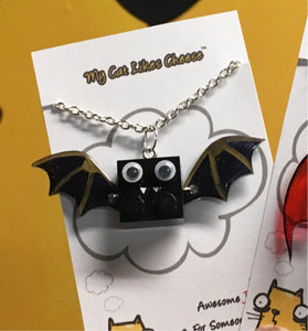 LEGO Brick ’Googly Eyes' Bat necklace