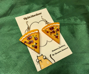 Pizza Slice Earrings on silver plated hooks