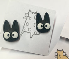 Load image into Gallery viewer, Anime Black Cat Earring Studs

