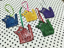 Load image into Gallery viewer, Love Cats Clay Hanging Ornament Blue