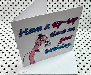 ‘Posh Worm’ Birthday Greeting Card