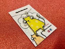 Load image into Gallery viewer, Cheese Cat Eco Acrylic Pendant Necklace on Silver Plated Chain
