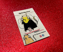 Load image into Gallery viewer, ‘Only noodles Meowchael’ Eco Acrylic Horror Cheese Cat Pendant Necklace on Silver Plated Chain
