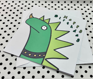 ‘Dinopunk’ Birthday Greeting Card