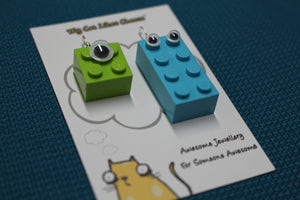 LEGO Brick ’Googly Eyes' Monster Character Earrings - Mike and Sully
