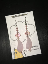 Load image into Gallery viewer, Pink Crystal Glass and Bicone Dangle Earrings with Pink Glass Droplet
