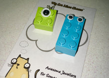 Load image into Gallery viewer, LEGO Brick ’Googly Eyes&#39; Monster Character Earrings - Mike and Sully
