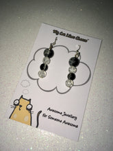 Load image into Gallery viewer, Black and Clear Glass Bead Dangle Earrings
