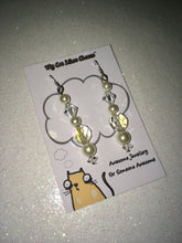 Load image into Gallery viewer, Clear Bicone Crystal Glass and Faux Pearl Dangle Earrings

