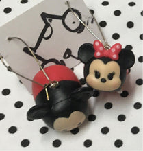 Load image into Gallery viewer, Mini and Mickey Mouse Repurposed Toys Earrings on silver plated hooks
