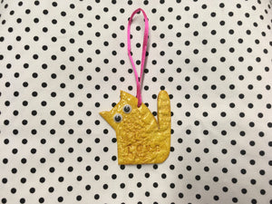 Love Cats Clay Hanging Ornament Yellow