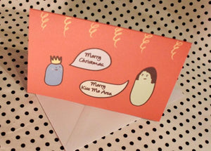 Sausage ‘Kiss Me Arse’ Christmas Greeting Card