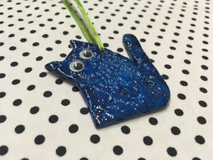 Love Cats Clay Hanging Ornament Blue