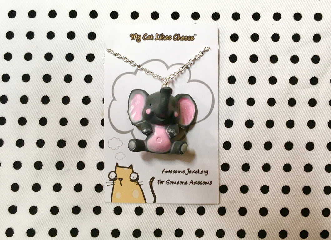 Repurposed Toy Elephant pendant necklace