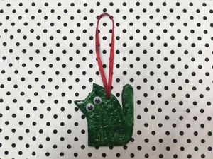 Love Cats Clay Hanging Ornament Green