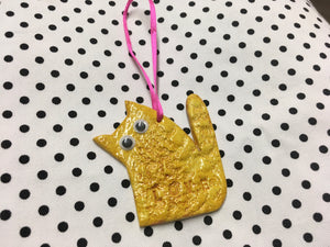 Love Cats Clay Hanging Ornament Yellow