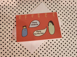Sausage ‘Kiss Me Arse’ Christmas Greeting Card