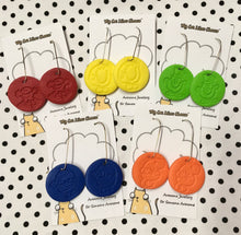 Load image into Gallery viewer, Clay Mr Men Character Vintage Stamp Earrings - Mr Noisy
