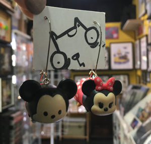 Mini and Mickey Mouse Repurposed Toys Earrings on silver plated hooks