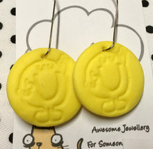 Load image into Gallery viewer, Clay Mr Men Character Vintage Stamp Earrings - Mr Happy
