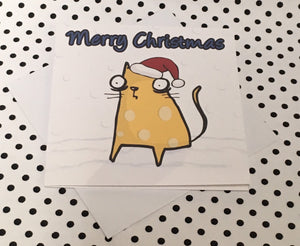 Cheese Cat Christmas Greeting Card