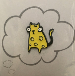 ‘Cheese Cat’ Enamel Pin Badge